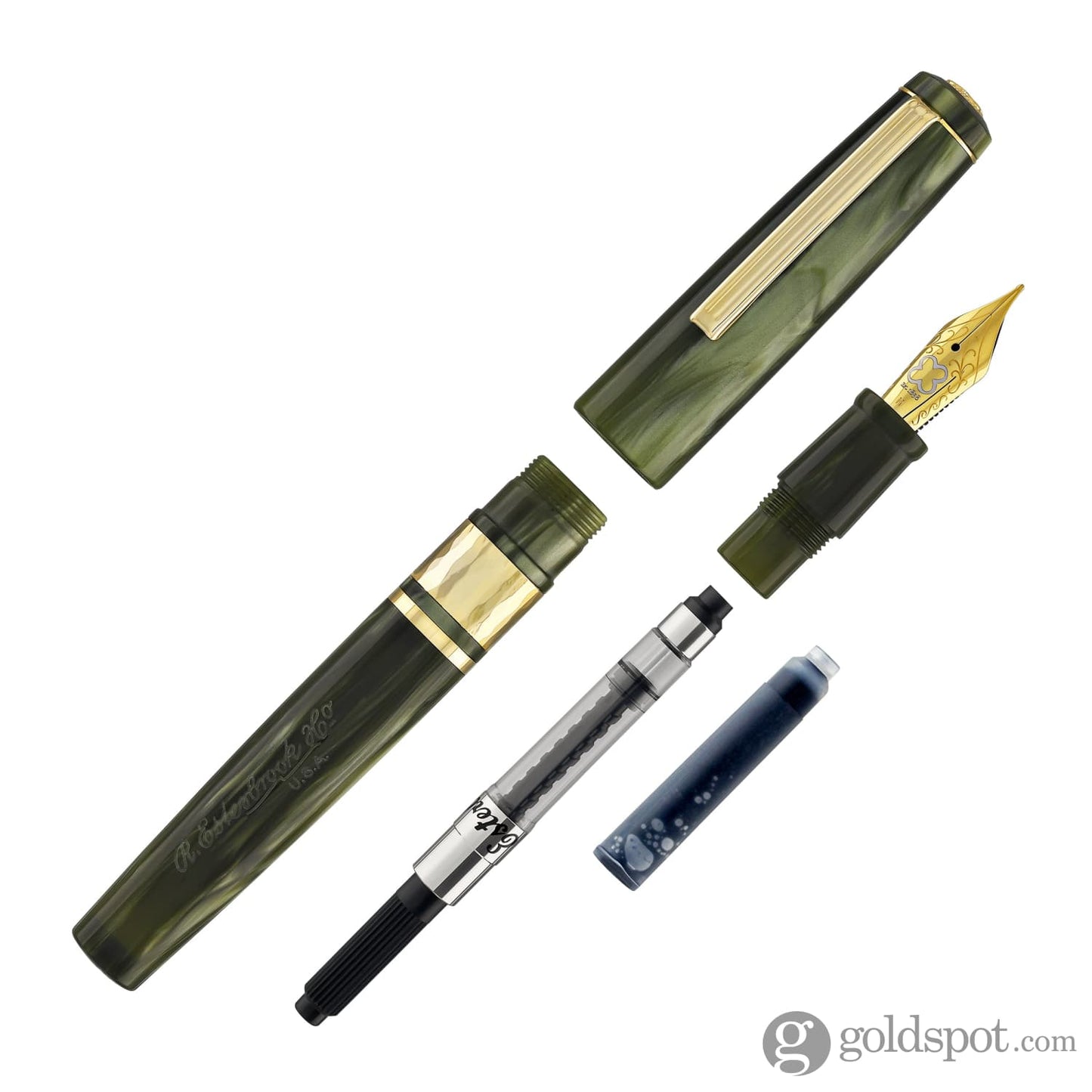 Esterbrook Model J Chatoyant Acrylics Fountain Pen in Palm Green with Gold Trim Fountain Pen