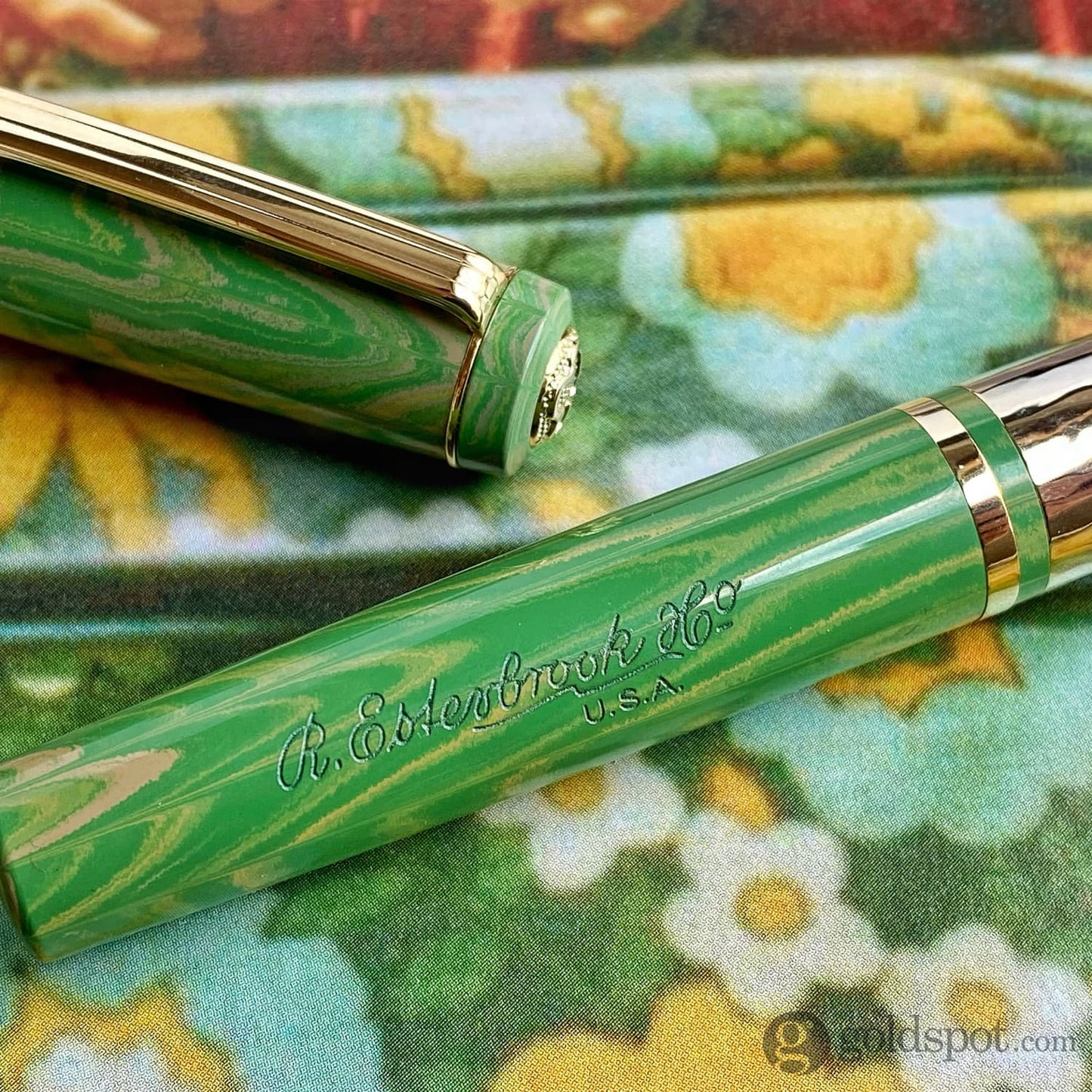 Esterbrook Model J Fountain Pen in Lotus Green Ebonite with Gold Trim Fountain Pen
