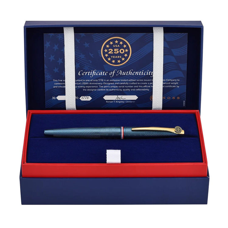 Cross ATX Americana Rollerball Pen in Blue PVD with Gold Appointments