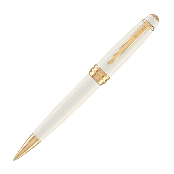 Cross Bailey Ballpoint Pen Pearlescent White Lacquer with Rose Gold Trim