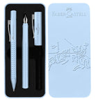 Faber-Castell Grip Fountain and Ballpoint Pen in Sky Blue - Gift Tin Gift Sets