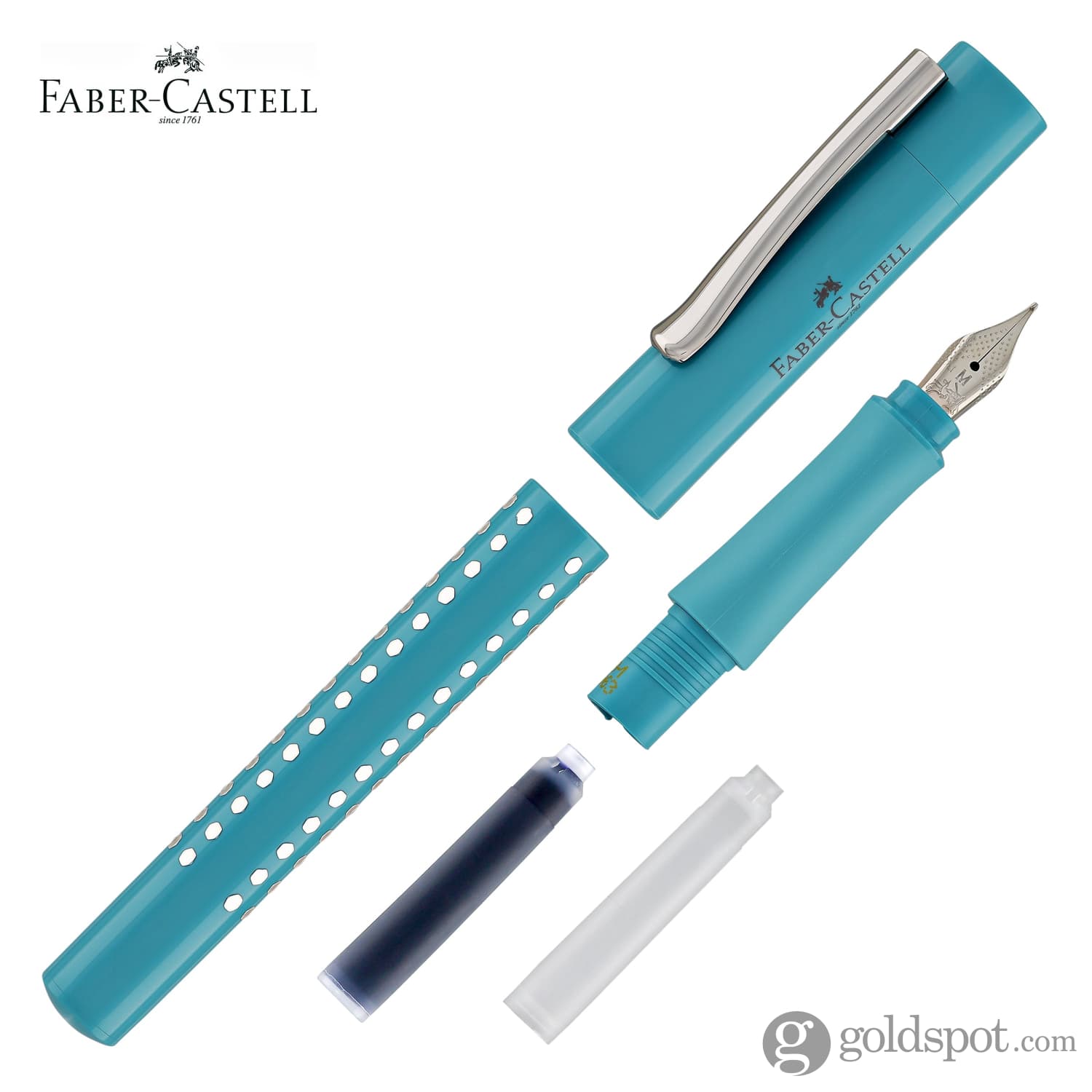 Faber-Castell Grip Sparkle Fountain Pen in Ocean - Goldspot Pens