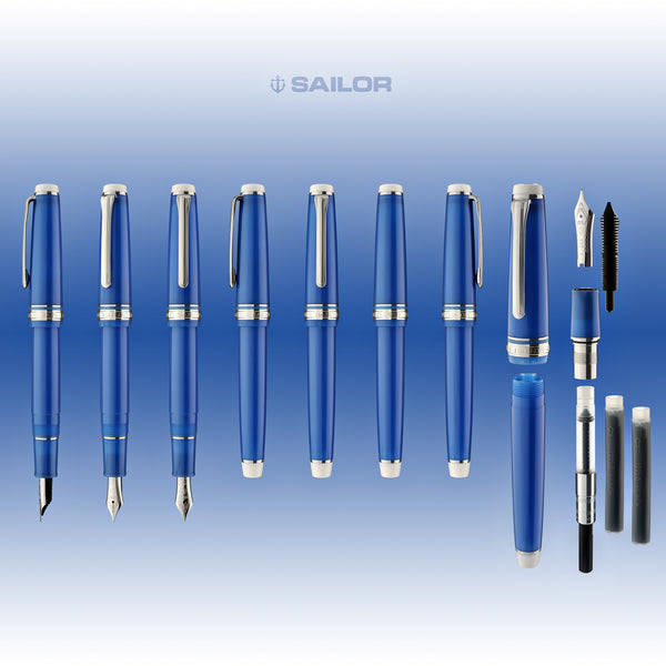 Sailor Pro Gear Slim Fountain Pen in Blue Cobra - 14kt Gold Nib with Special Gifts Fountain Pen