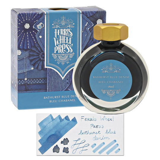 Ferris Wheel Press Bathurst Blue Denim Shimmer Bottled Ink - 38 mL