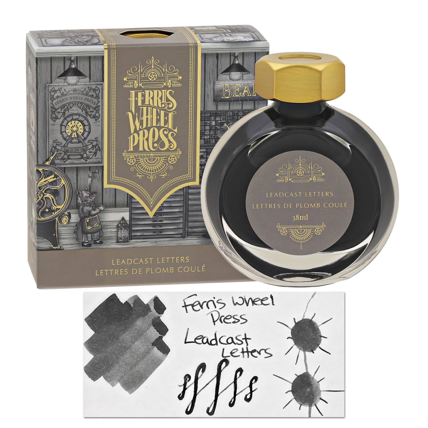 Ferris Wheel Press Bottled Ink in Leadcast Letters - 38 mL - Goldspot Pens