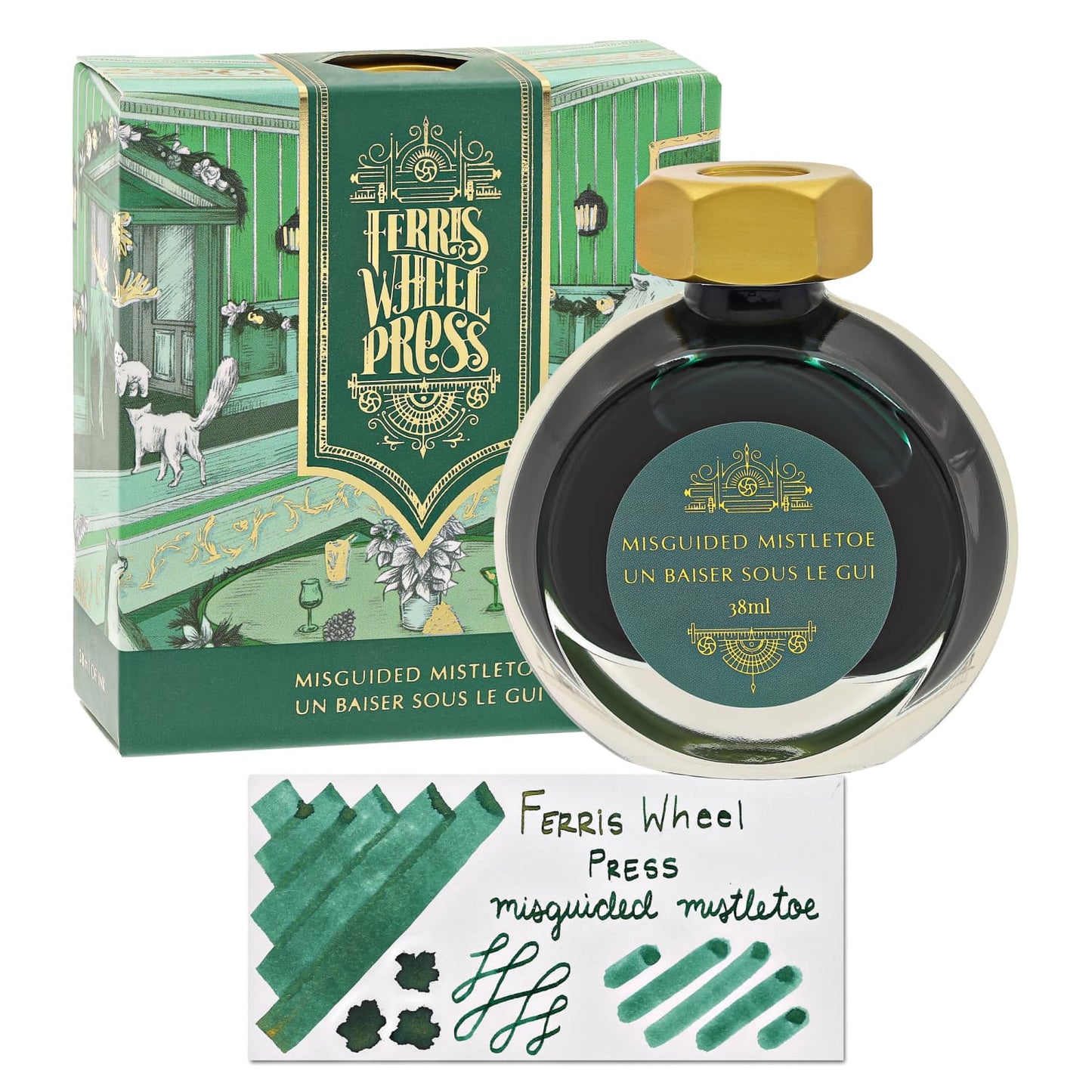 Ferris Wheel Press Shimmer Bottle Ink in Misguided Mistletoe - 38 mL Bottled Ink