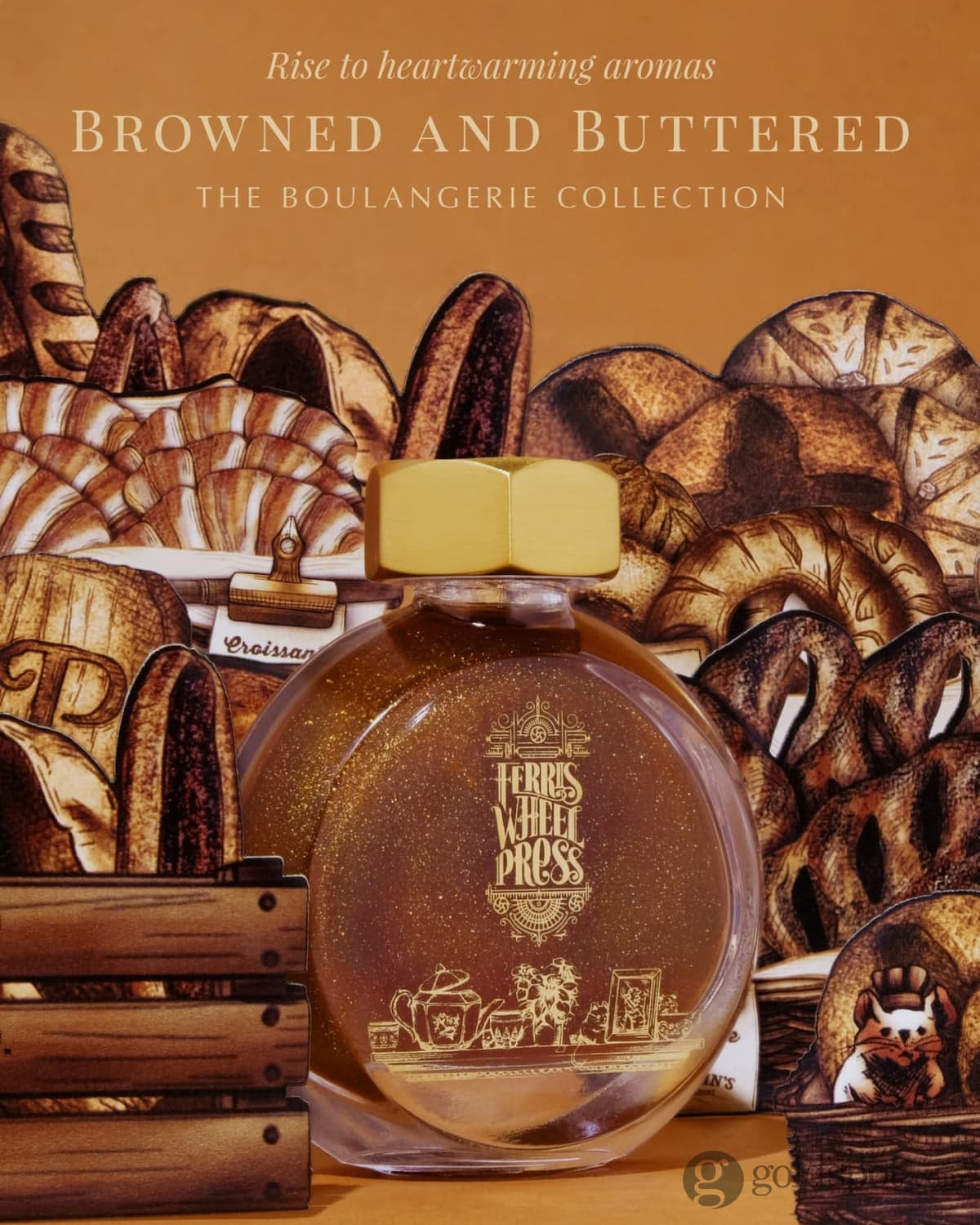 Ferris Wheel Press Shimmer Bottled Ink in Browned and Buttered - 38 mL Bottled Ink