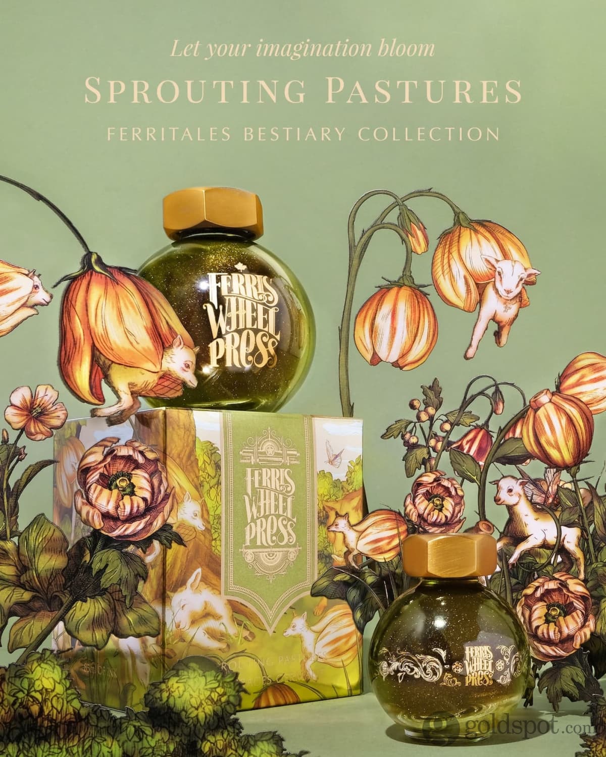 Ferris Wheel Press Shimmer Bottled Ink in Sprouting Pastures - 10 mL Bottled Ink