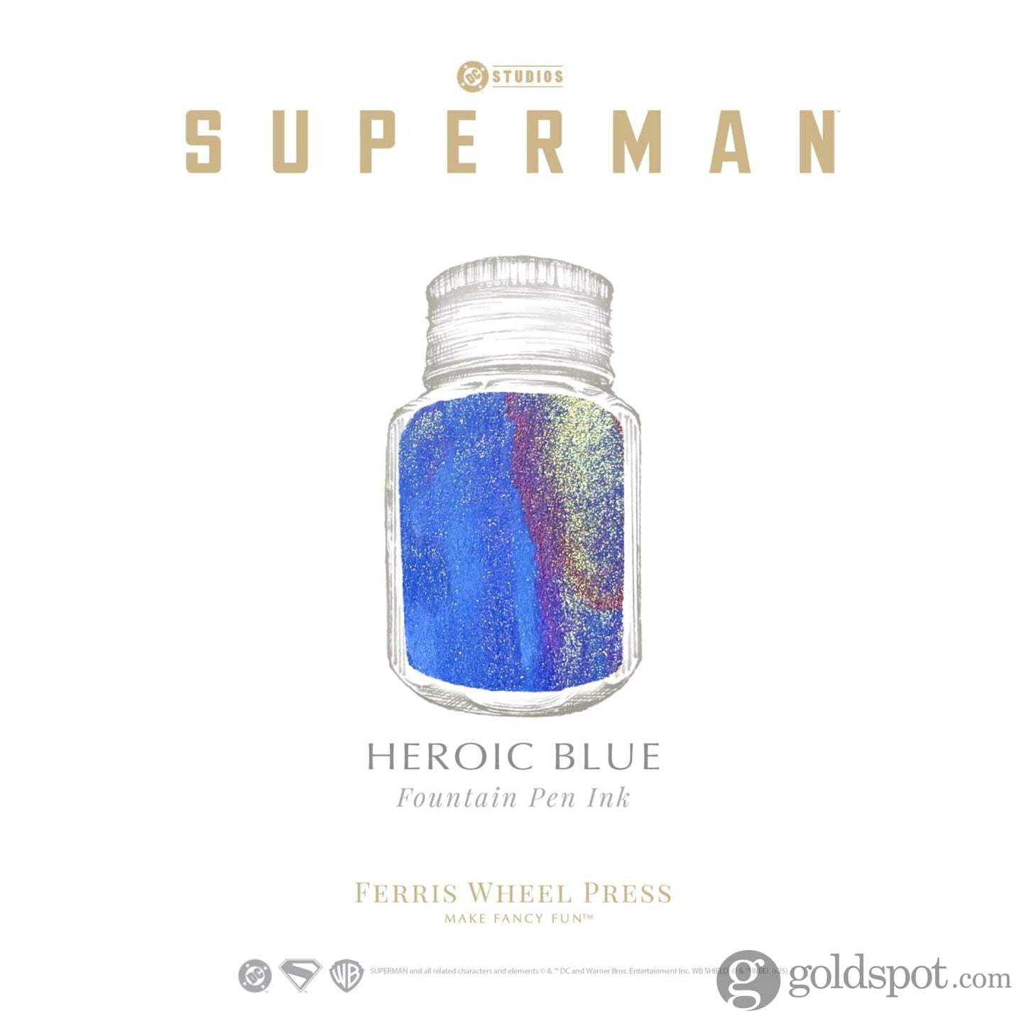 Ferris Wheel Press Superman Themed Bottled Ink in Heroic Blue - 10 mL Bottled Ink