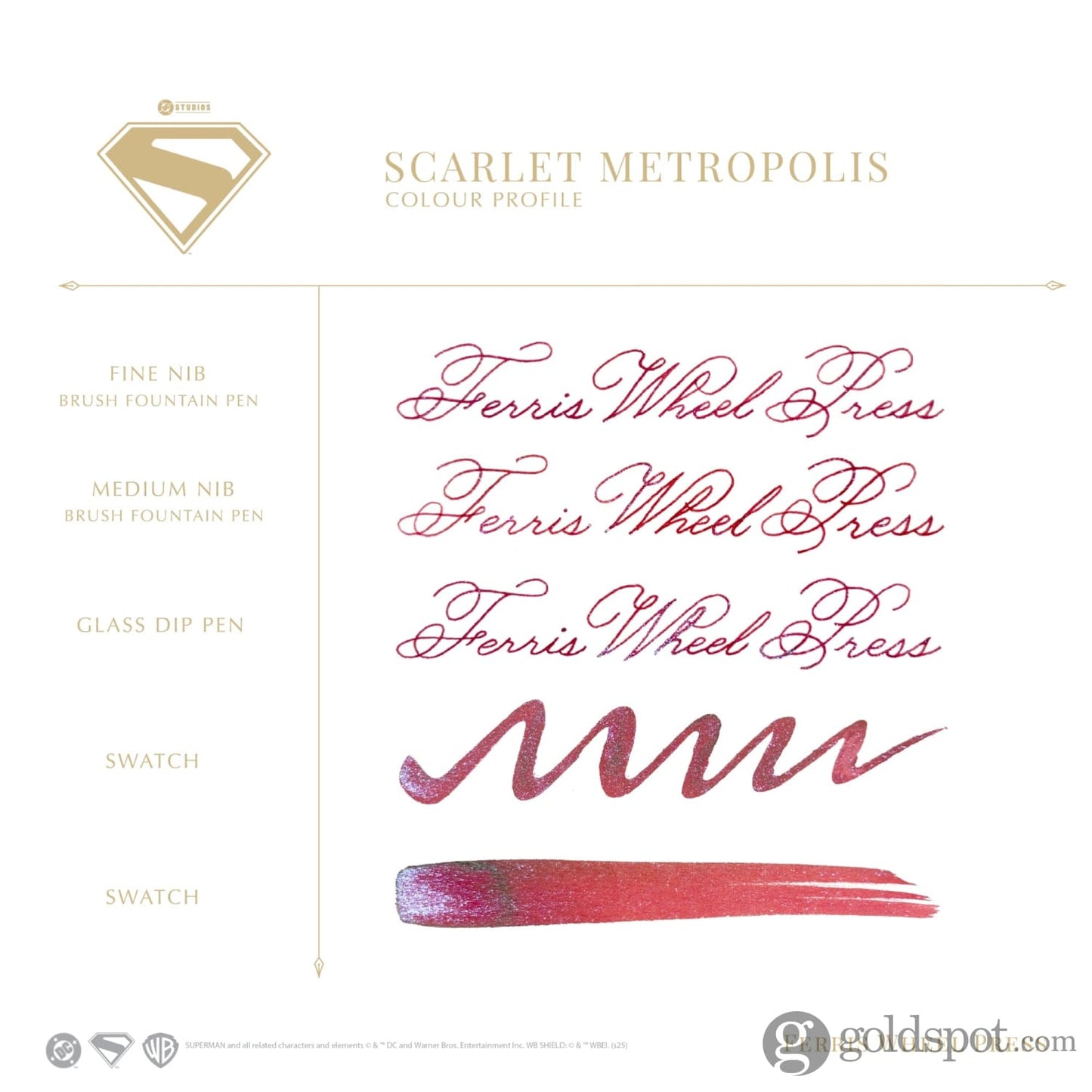 Ferris Wheel Press Superman Themed Bottled Ink in Scarlet Metropolis - 10 mL Bottled Ink