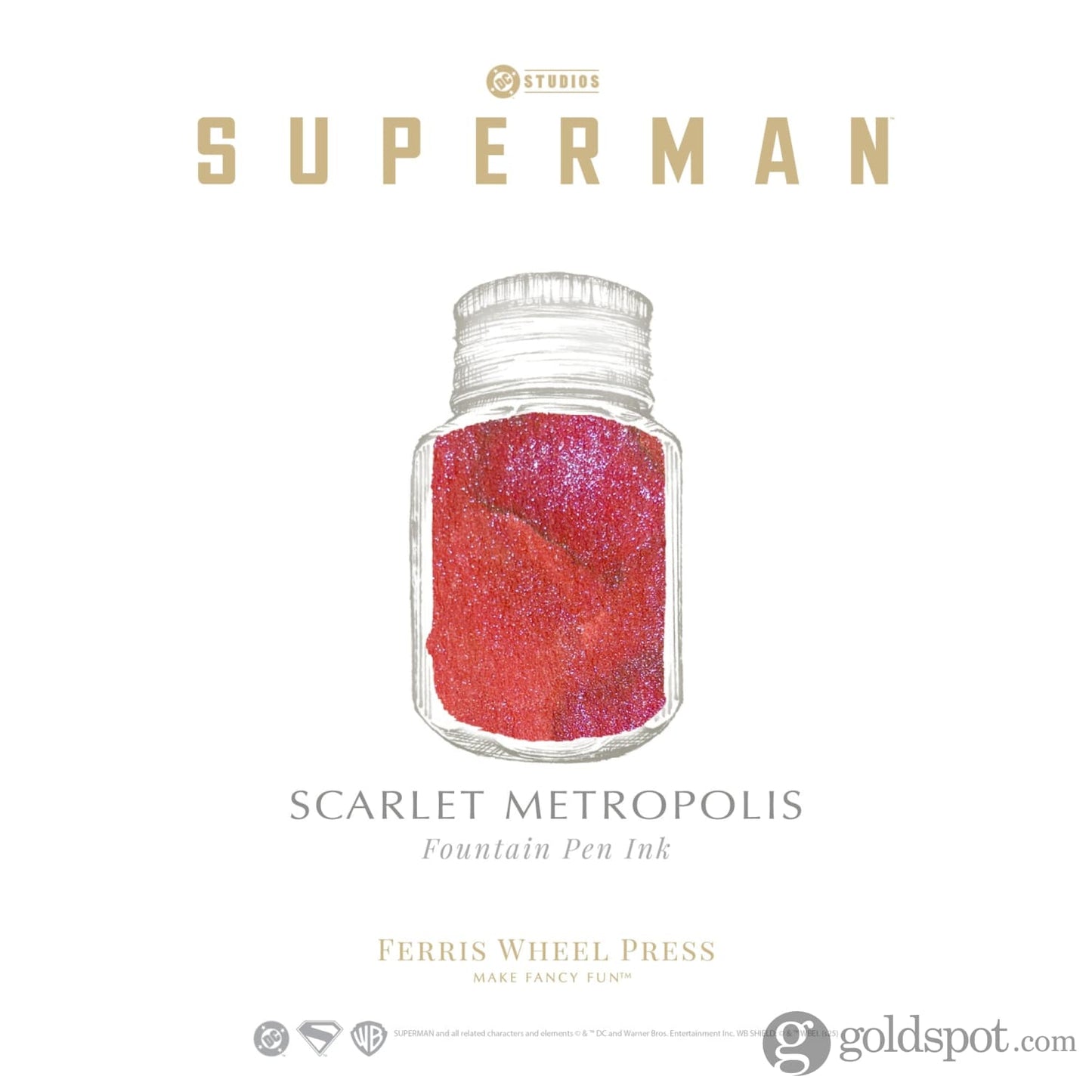 Ferris Wheel Press Superman Themed Bottled Ink in Scarlet Metropolis - 10 mL Bottled Ink