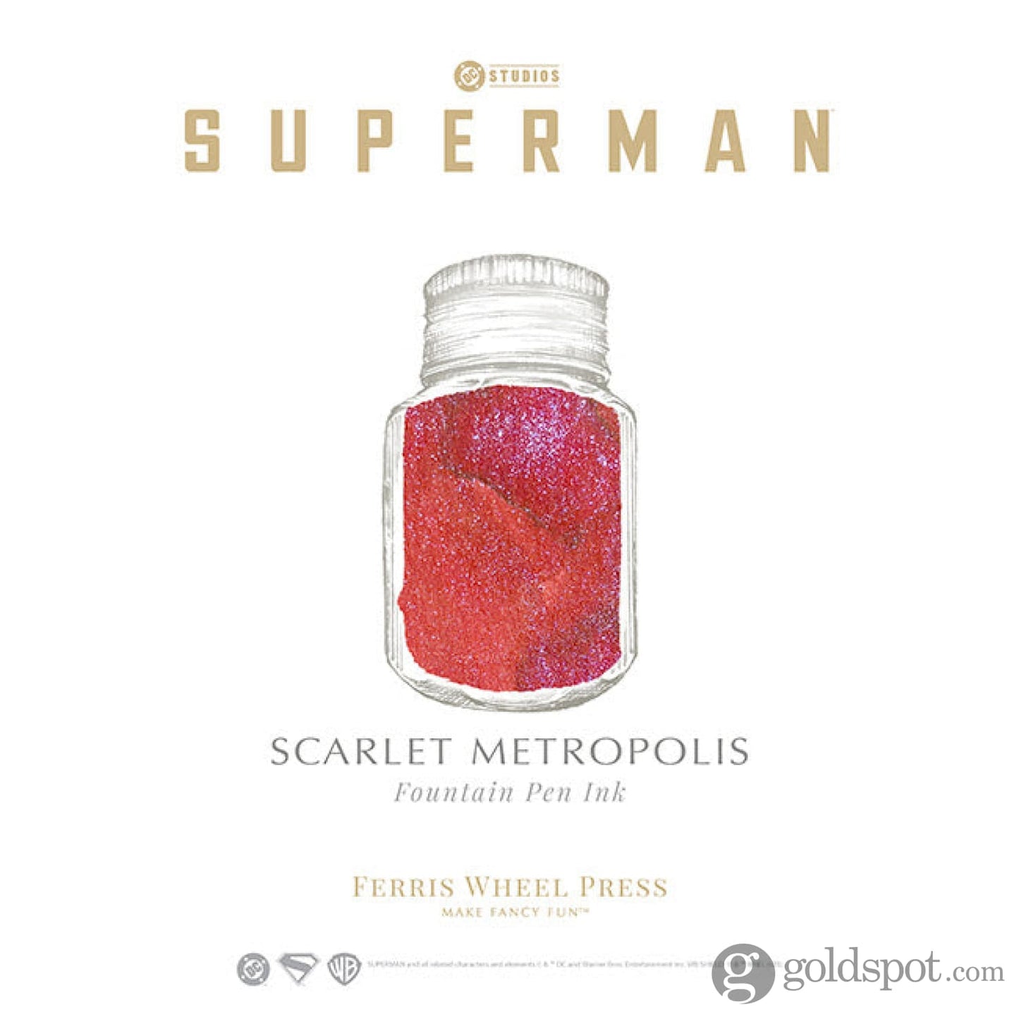 Ferris Wheel Press Superman Themed Bottled Ink in Scarlet Metropolis - 28 mL Bottled Ink