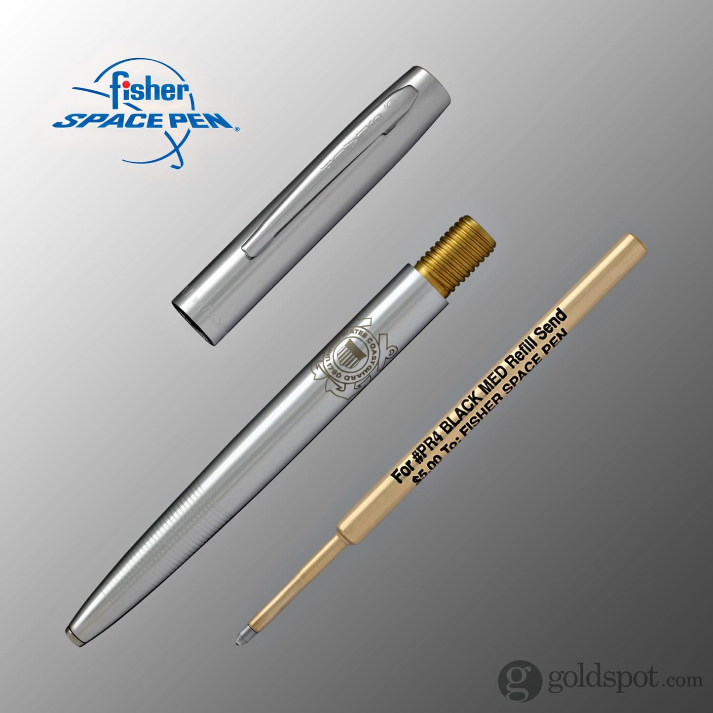 Fisher Space Pen Ballpoint Pen with Coast Guard Insignia Chrome Plated Ballpoint Pen