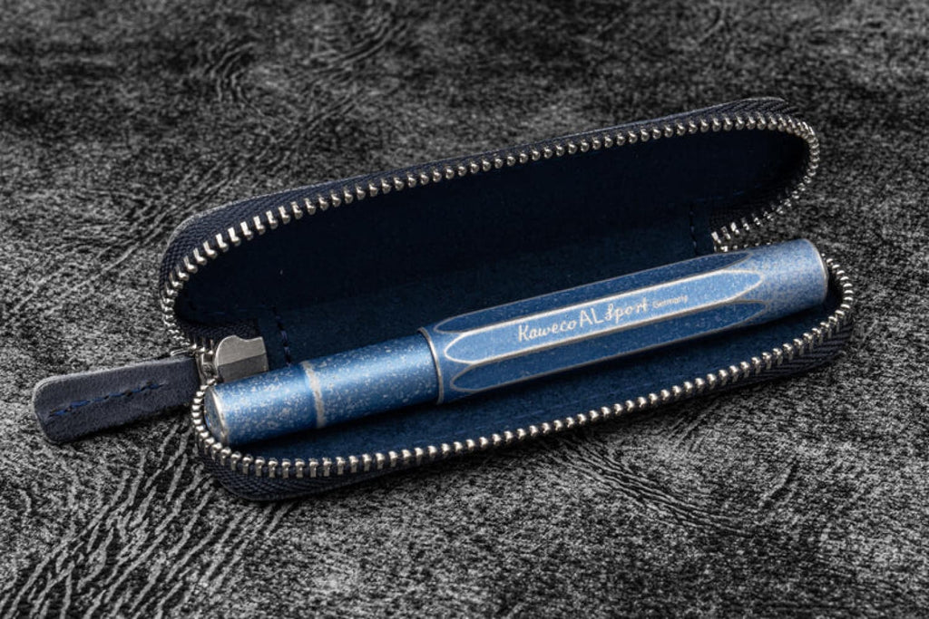 Galen Leather 1 Pen Case for Kaweco - Pocket Pen in Crazy Horse Navy Blue Pen Cases