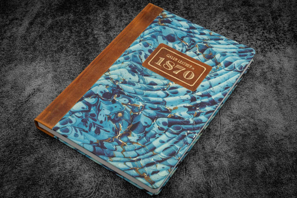 Galen Leather 1870 Marbled A5 Notebook in Ocean Waves Notebook