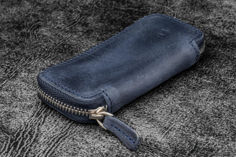 Galen Leather 2 Pen Case for Kaweco - Pocket Pen in Crazy Horse Navy Blue Pen Cases