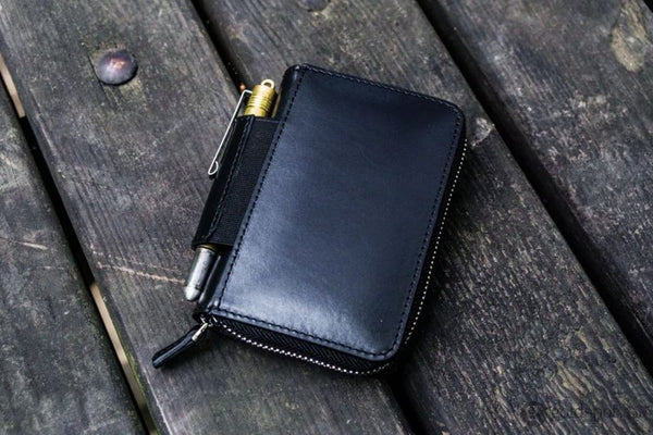 Galen Leather EDC Wallet in Black Pen Cases