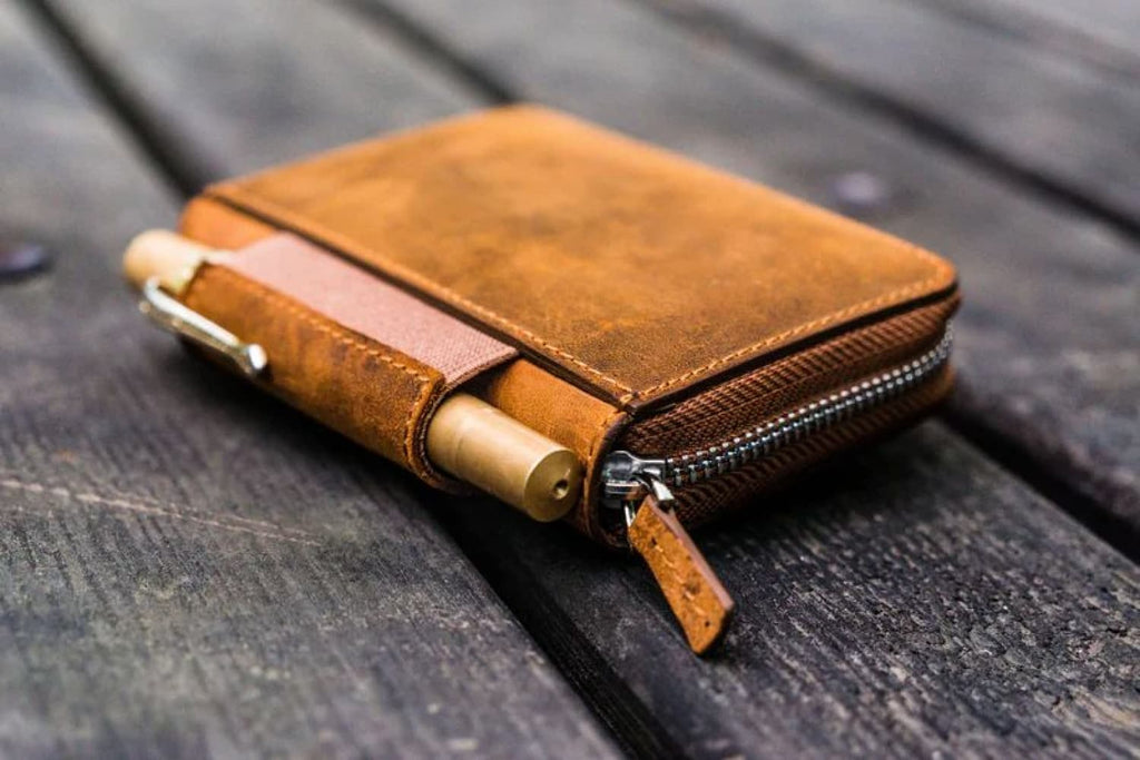 Galen Leather EDC Wallet in Crazy Horse Brown Pen Cases