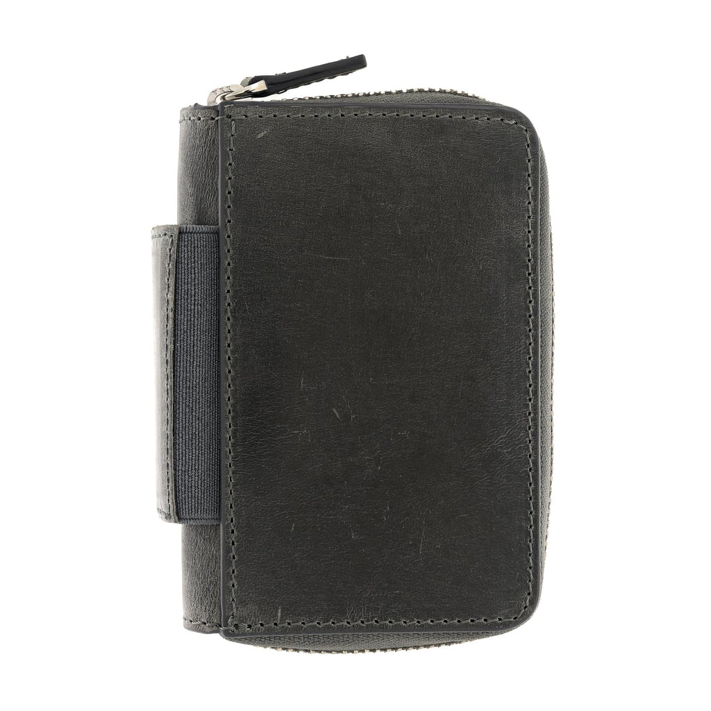 Galen Leather EDC Wallet in Crazy Horse Smokey Grey Pen Cases