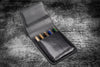 Galen Leather Five Slot Flap Pen Case in Black Pen Cases