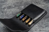 Galen Leather Five Slot Flap Pen Case in Black Pen Cases