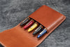 Galen Leather Five Slot Flap Pen Case in Brown Pen Cases