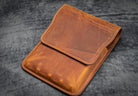 Galen Leather Five Slot Flap Pen Case in Crazy Horse Brown Pen Case