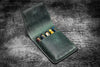 Galen Leather Five Slot Flap Pen Case in Crazy Horse Forest Green Pen Cases