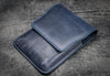 Galen Leather FIve Slot Flap Pen Case in Crazy Horse Navy Blue Pen Case