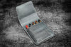 Galen Leather Five Slot Flap Pen Case in Crazy Horse Smokey Grey Pen Cases