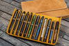 Galen Leather Magnum Opus 12 Slots Hard Pen Case in Crazy Horse Honey Ochre Pen Cases