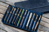 Galen Leather Magnum Opus 12 Slots Hard Pen Case in Crazy Horse Navy Blue Pen Cases