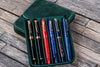 Galen Leather Magnum Opus 6 Slots Hard Pen Case in Crazy Horse Forest Green Pen Cases