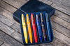 Galen Leather Magnum Opus 6 Slots Hard Pen Case in Crazy Horse Navy Blue Pen Cases