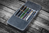 Galen Leather Magnum Opus 6 Slots Hard Pen Case in Crazy Horse Smokey Grey Pen Cases