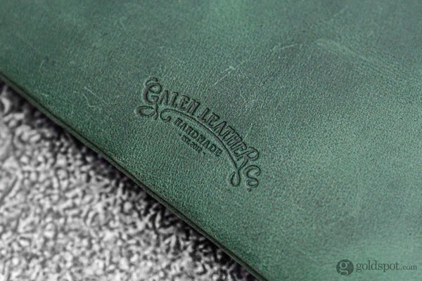 Galen Leather Slip-N-Zip 4 Slots Zippered Pen Pouch in Crazy Horse Forest Green Pen Cases