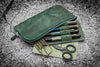 Galen Leather Slip-N-Zip 4 Slots Zippered Pen Pouch in Crazy Horse Forest Green Pen Cases