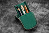 Galen Leather Zippered Magnum Opus Hard 3 Slots Pen Case in Crazy Horse Forest Green Pen Cases