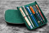 Galen Leather Zippered Magnum Opus Hard 6 Slots Pen Case in Crazy Horse Forest Green Pen Cases