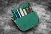 Galen Leather Zippered Magnum Opus Hard 6 Slots Pen Case in Crazy Horse Forest Green Pen Cases