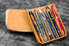 Galen Leather Zippered Magnum Opus Hard 6 Slots Pen Case in Undyed Leather Pen Cases