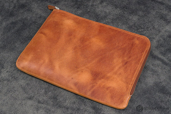 Galen Leather Zippered Writer’s Bank Bag in Crazy Horse Tan Pen Cases