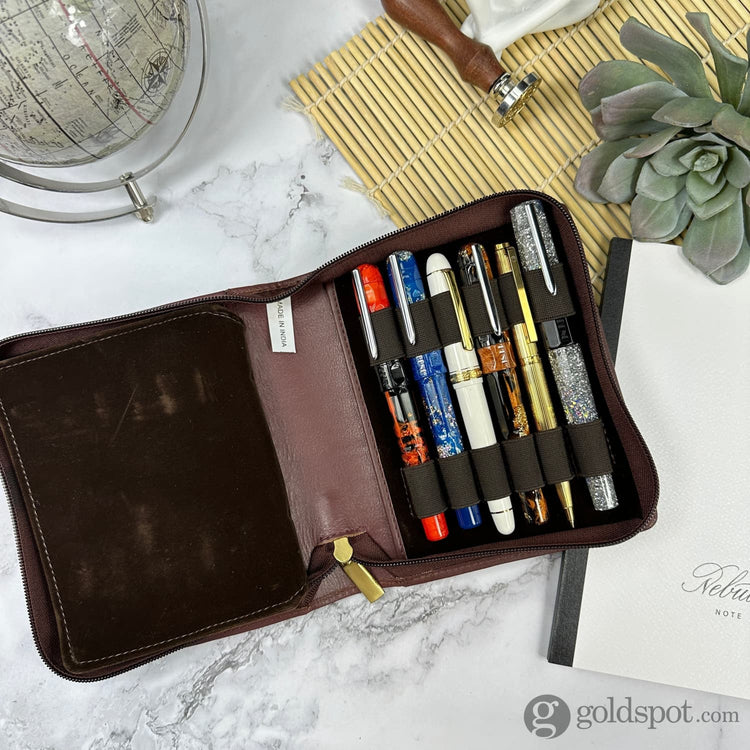 Girologio 12 Zippered Pen Case in Antique Brown Cases