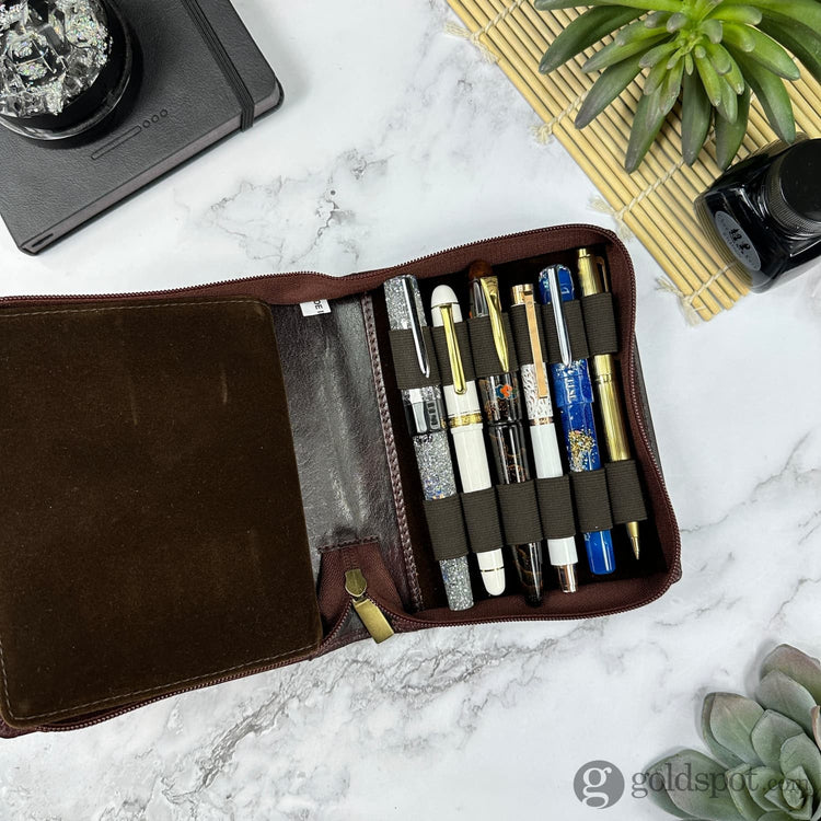 Girologio 12 Zippered Pen Case in Oxblood Cases
