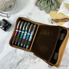 Girologio 12 Zippered Pen Case in Saddle Tan Cases