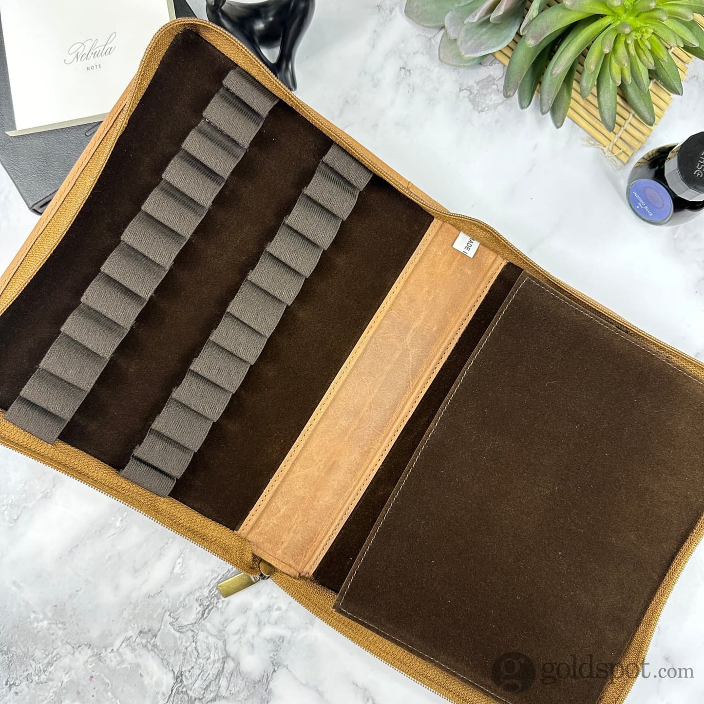 Girologio 24 Zippered Pen Case in Saddle Tan Cases