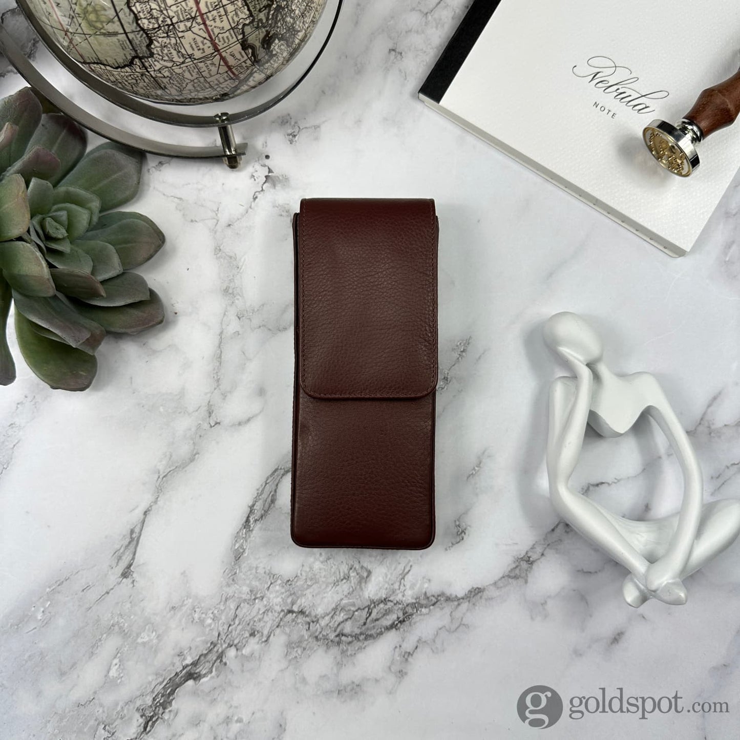 Girologio Triple Magnetic Closure Pen Case in Antique Brown Cases