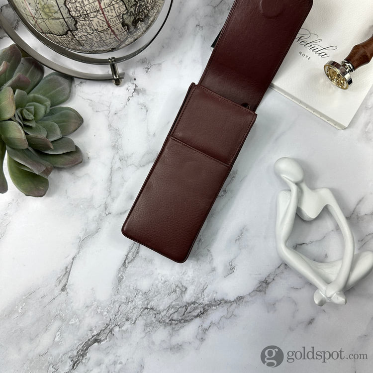 Girologio Triple Magnetic Closure Pen Case in Antique Brown Cases