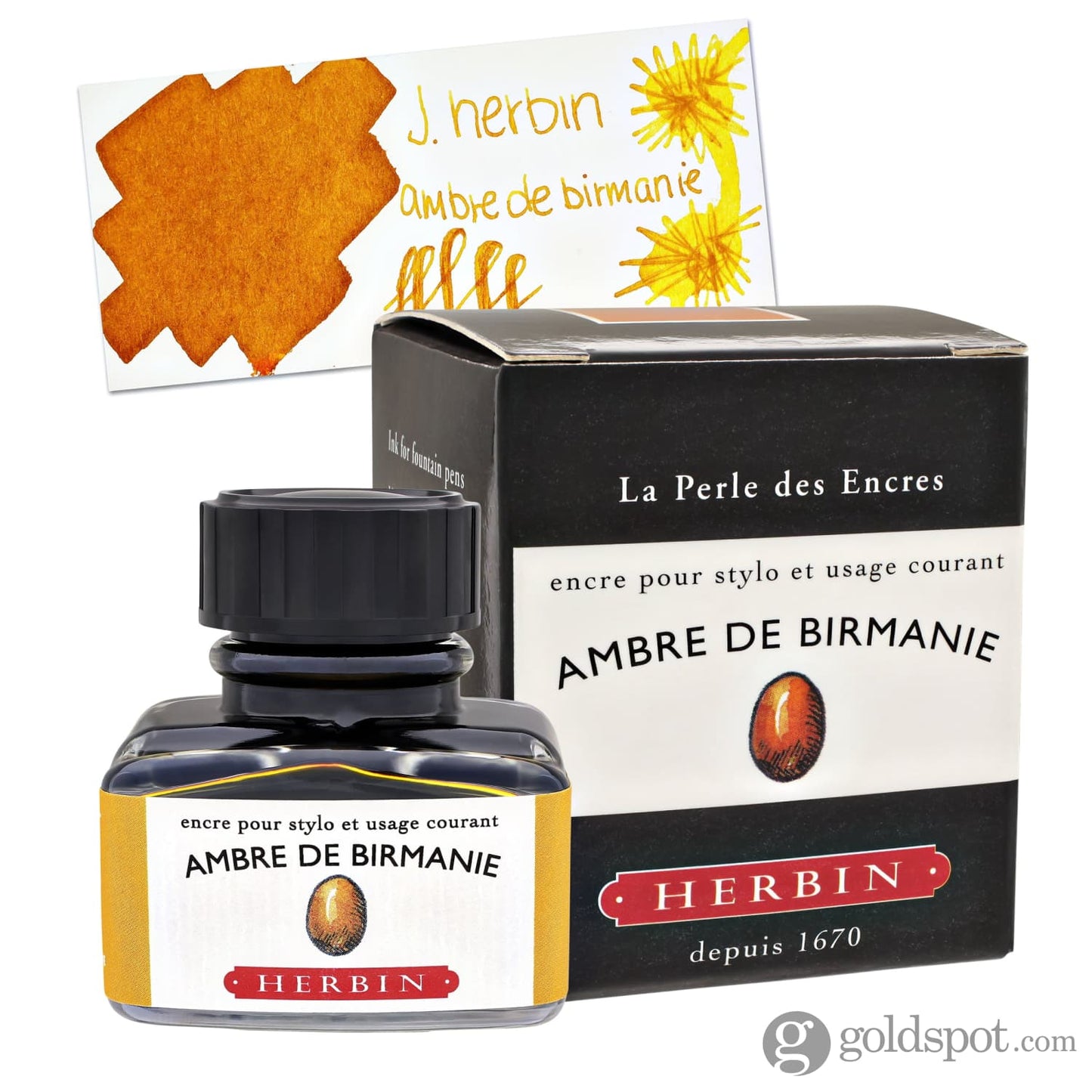 J. Herbin Bottled Ink and Cartridges in Ambre de Birmanie (Amber of Burma) 30ml Bottled Ink