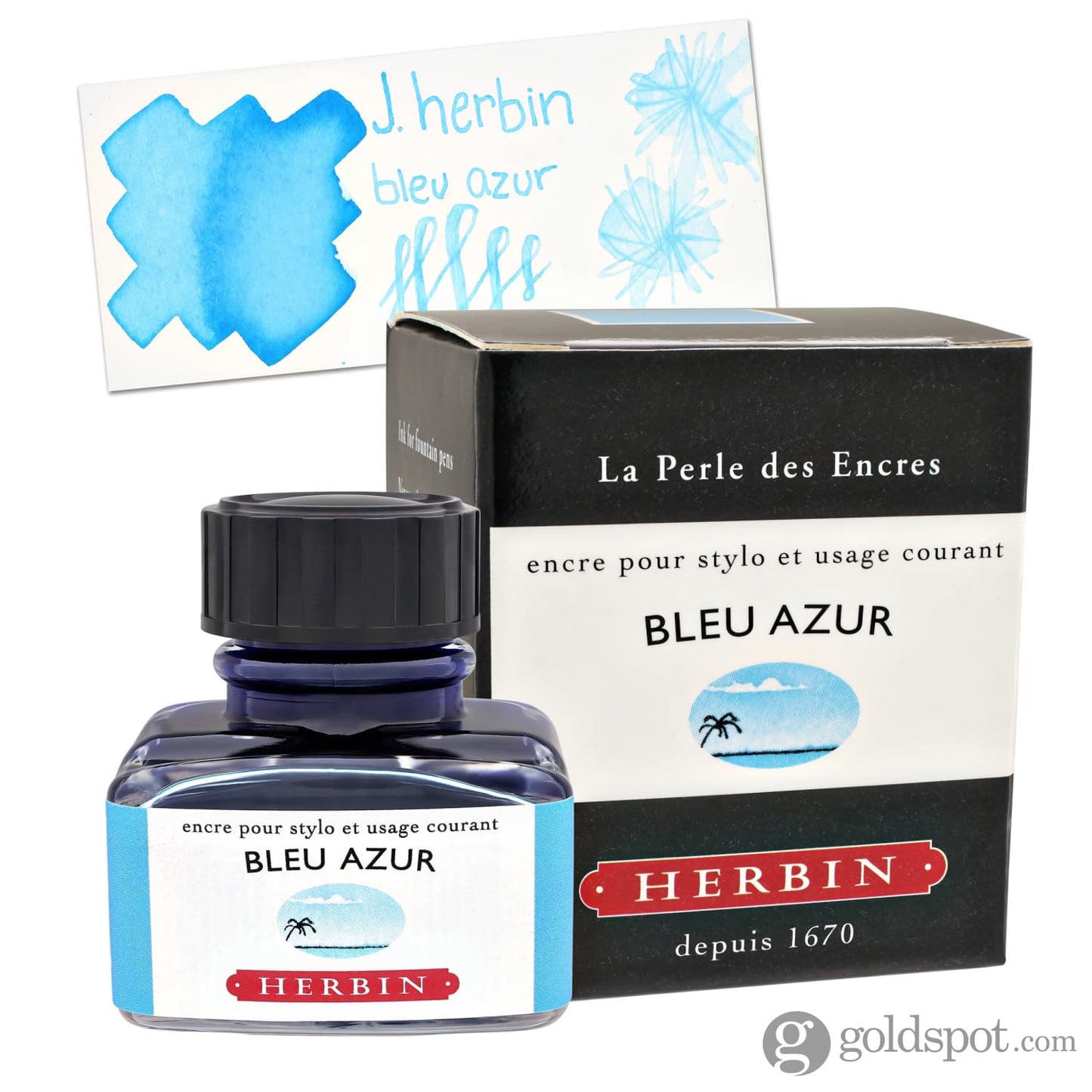 J. Herbin Bottled Ink in Bleu Azur (Azure Blue) 30ml Bottled Ink